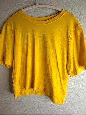 Express Bright Yellow Crop Crewneck Tee